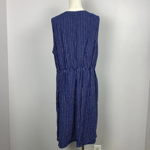 Sleeveless Striped Linen-Blend Fit & Flare Dress - Picture 8 of 13